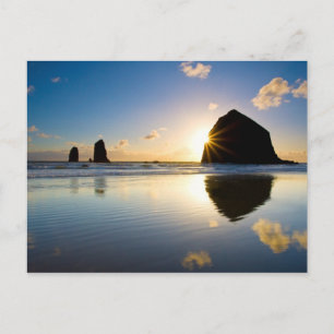 Haystack Rock Sunset - Cannon Beach, Oregon Postkarte