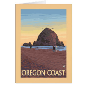 Haystack Rock Vintage Travel Poster