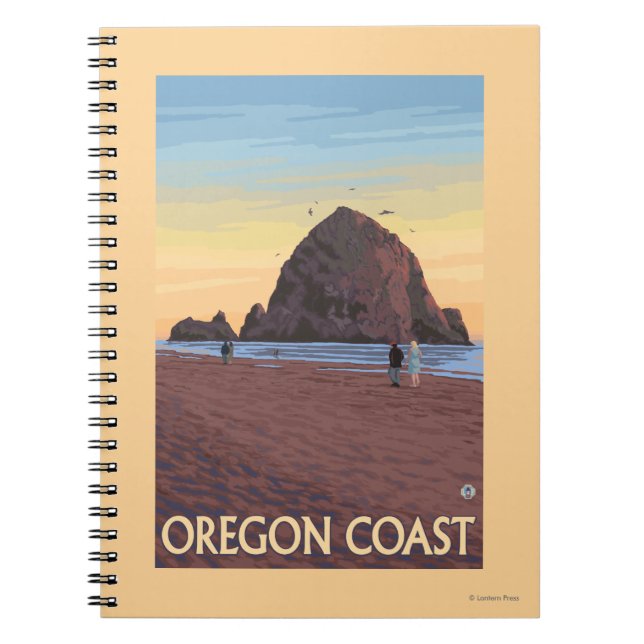 Haystack Rock Vintage Travel Poster Notizblock (Vorderseite)