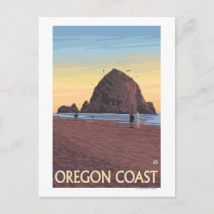 Haystack Rock Vintage Travel Poster Postkarte