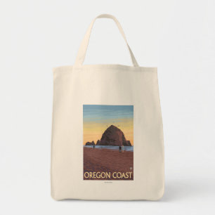Haystack Rock Vintage Travel Poster Tragetasche