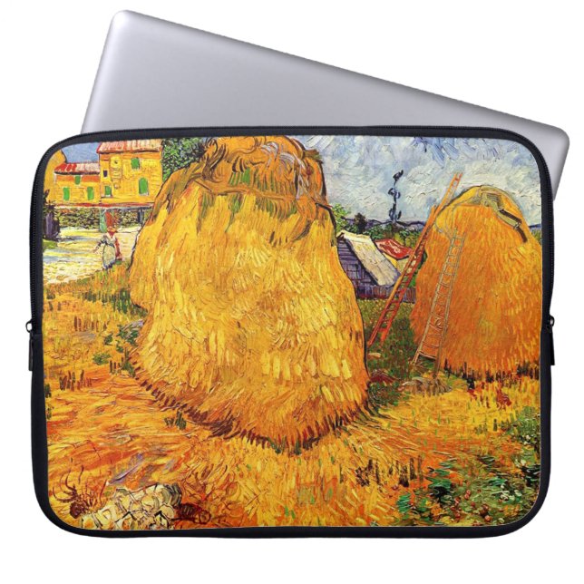 Haystacks in der Provence von Van Gogh Laptopschutzhülle (Vorderseite)
