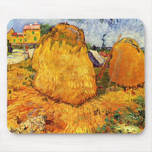 Haystacks in der Provence von Vincent van Gogh Mousepad (Vorne)