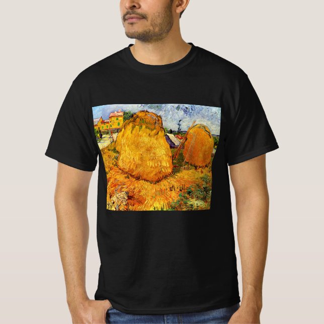 Haystacks in der Provence von Vincent van Gogh T-Shirt (Vorderseite)
