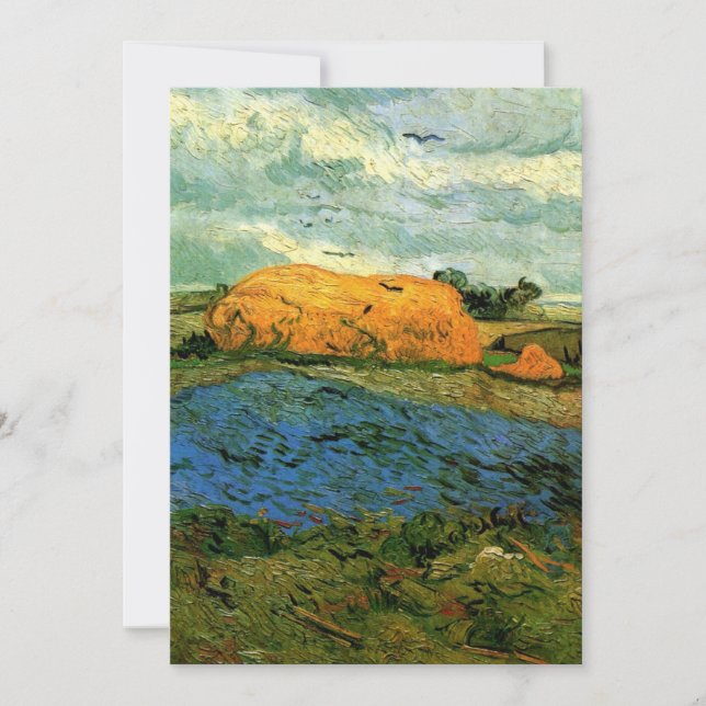 Haystacks Under a Rainy Sky von Vincent van Gogh (Vorderseite)