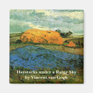 Haystacks Under a Rainy Sky von Vincent van Gogh Magnet