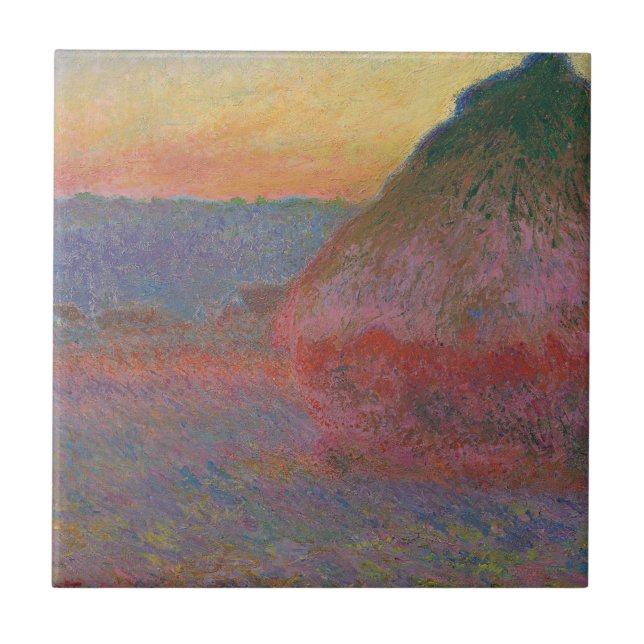 Haystacks (von Claude Monet) Fliese (Vorderseite)