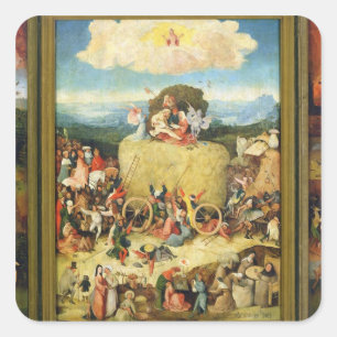 Haywain, 1515 quadratischer aufkleber