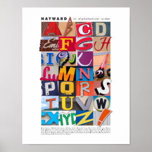 Hayward in alphabetischer Reihenfolge Plakat 11x14
