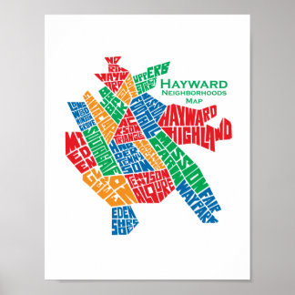 Hayward Nachbarschafts-Karten-Plakat 8.5x11 Poster