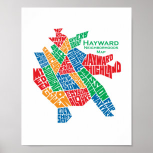 Hayward Nachbarschafts-Karten-Plakat 8x10 Poster