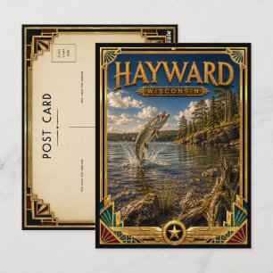Hayward Wisconsin Vintage Art Deco Golden Age Postkarte
