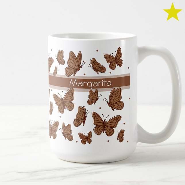 Hazel Brown Schmetterlinge & Punkt Individueller N Kaffeetasse (Von Creator hochgeladen)