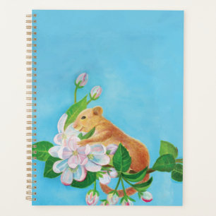 Hazel Dormouse auf einem blühenden Zweig Planer