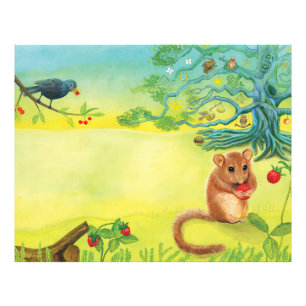Hazel Dormouse Eating Wild Strawberry Fotodruck