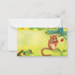 Hazel Dormouse Eating Wild Strawberry Mitteilungskarte