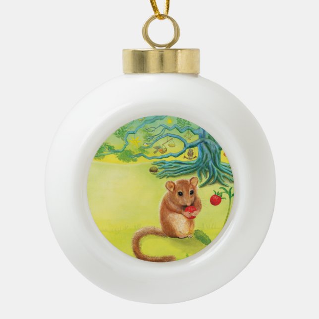 Hazel Dormouse Eating Wild Strawberry Ornament (Vorderseite)