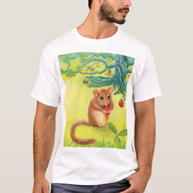 Hazel Dormouse Eating Wild Strawberry T - Shirt (Vorderseite)