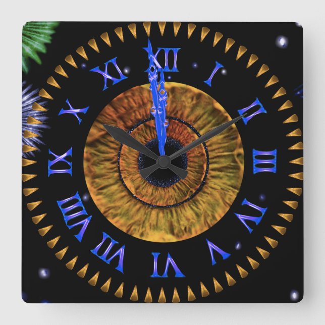 Hazel Midnight Clock Quadratische Wanduhr (Vorderseite)