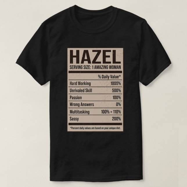 Hazel Nutrition Fakten Name Nickname Alias Titel F T-Shirt (Design vorne)