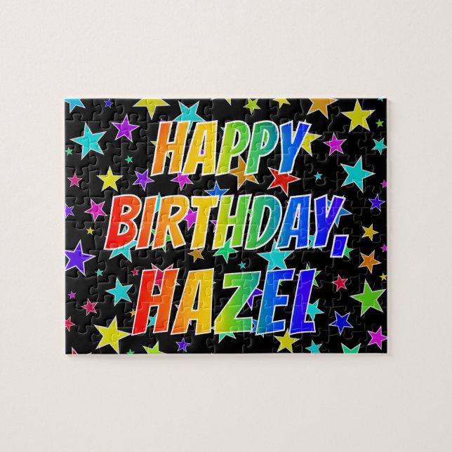 "HAZEL" Vorname, Spaß "GLÜCKLICHER GEBURTSTAG" Puzzle (Horizontal)