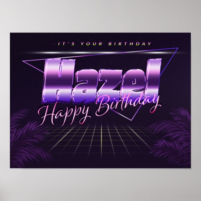 Hazelname Vorname lila retro Geburtstag Poster (Vorne)