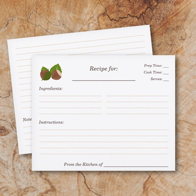 Hazelnüsse Brautparty Rezept Karte (Hazelnuts Recipe Card)