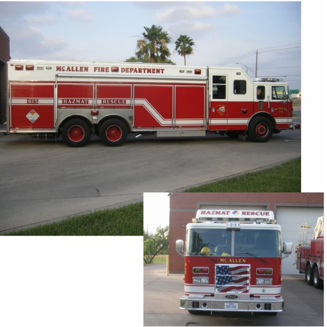 HazMat Rettungs-Löschfahrzeug Freistehende Fotoskulptur (Vorne)