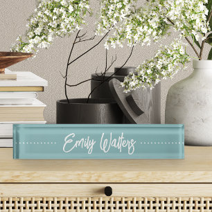 Hazy Aqua Sketched Cursive Script Namensplakette