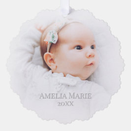 Hazy Baby's First Christmas Foto Ornament Karte