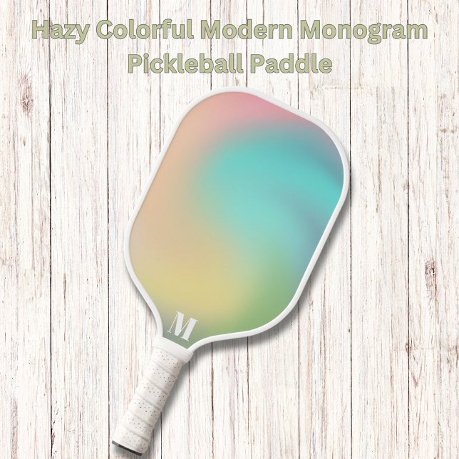 Hazy Colorful Modern Monogram Pickleball Schläger (Von Creator hochgeladen)
