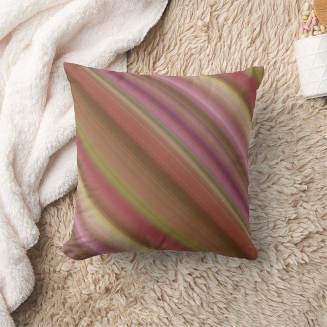 Hazy Garden Pink, Brown und Green Stripe Kissen (Decke)
