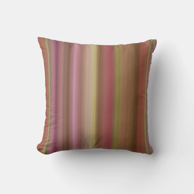 Hazy Garden Pink, Brown und Green Stripe Kissen (Vorderseite)