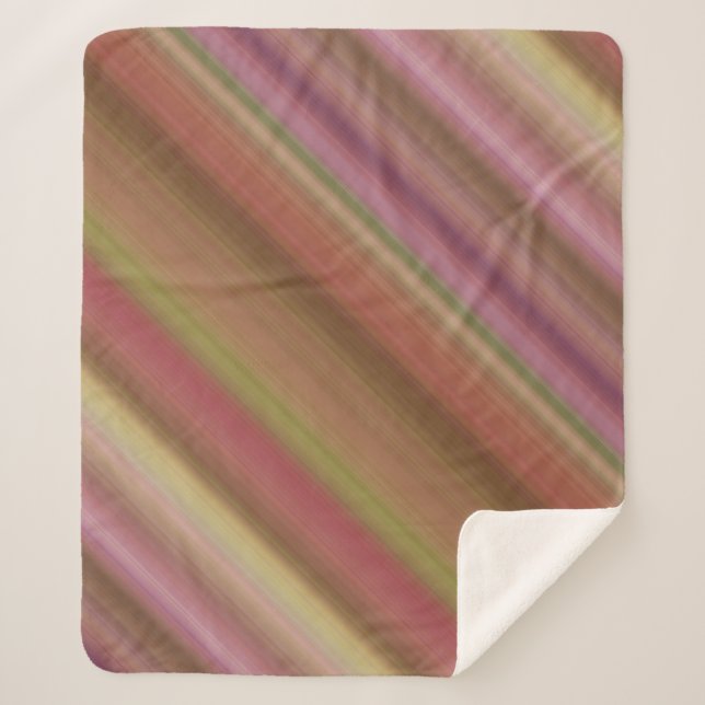 Hazy Garden Pink, Brown und Green Stripe Sherpadecke (Vorderseite)