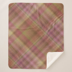 Hazy Garden Pink und Green Plaid Sherpadecke