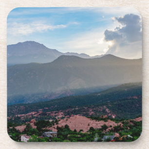 Hazy Pikes Peak Sunset Untersetzer Set