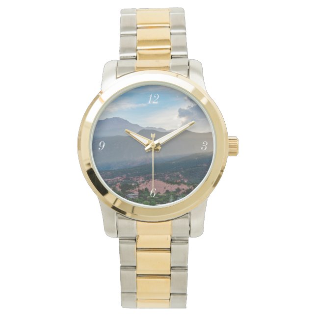 Hazy Pikes Peak Sunset Watch Armbanduhr (Vorderseite)