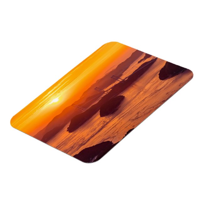 Hazy Sonnenuntergang auf der Kurushima Kaikyo Brid Magnet (Linke Seite)