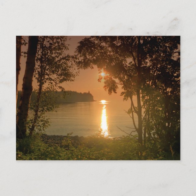 Hazy Sunrise at Split Rock Postkarte (Vorderseite)