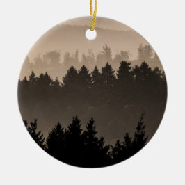 Hazy Woodland Hills Landscape Foto Keramik Ornament
