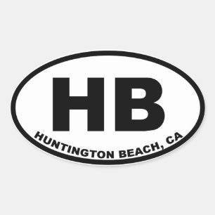 HB Huntington Beach Ovaler Aufkleber