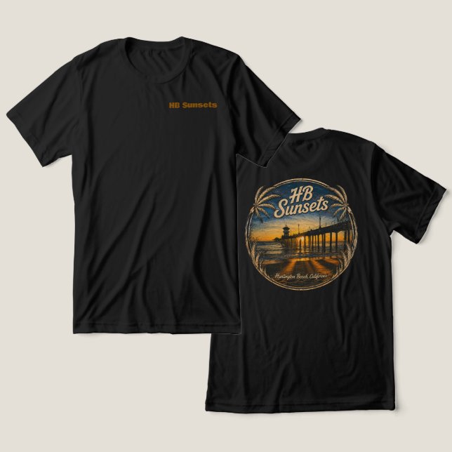 HB Sunsets T-Shirt  (Männer)   Tri-Blend Shirt (Design vorne & hinten)