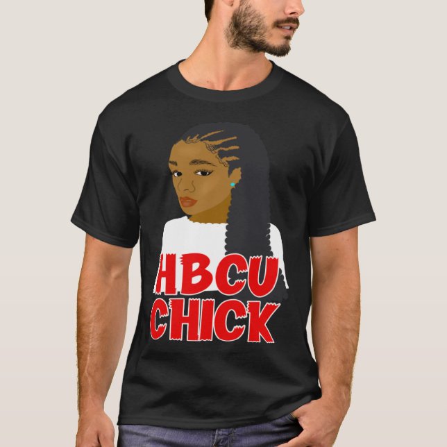 HBCU Chick Red and White Braids Grad or Student T-Shirt (Vorderseite)