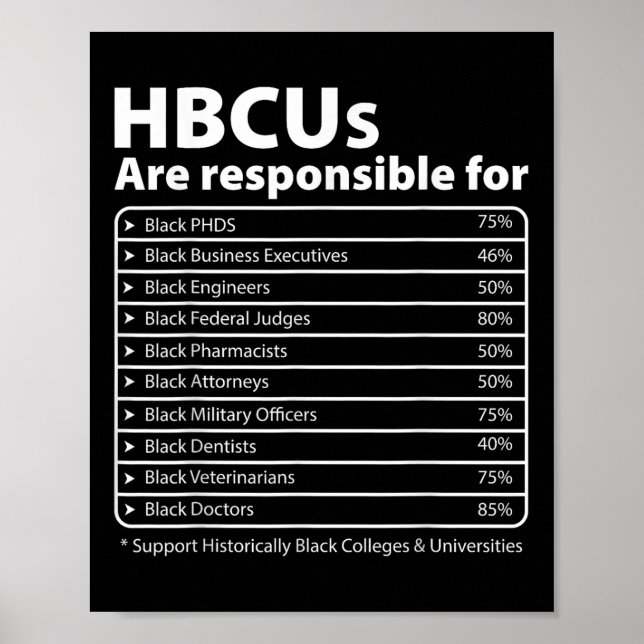 Hbcu Facts Melanin Uni erzieht Schwarzgeschichte Poster (Vorne)