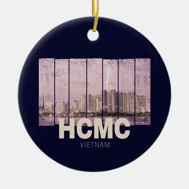 HCMC Saigon (Ho-Chi-Minh-City) Skyline Vietnam Keramik Ornament (Vorne)
