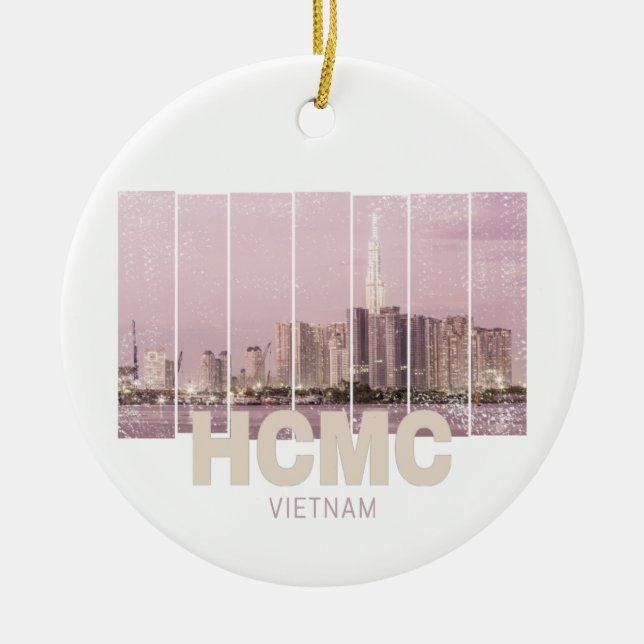 HCMC Saigon (Ho-Chi-Minh-City) Skyline Vietnam Keramik Ornament (Vorne)