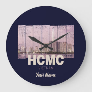 HCMC Saigon (Ho-Chi-Minh-Stadt) Skyline Vietnam Große Wanduhr