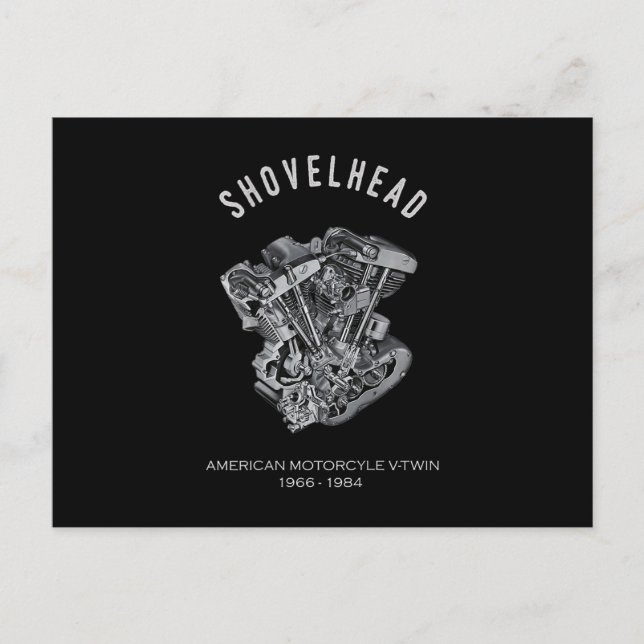 HD Motorrad Vtwin Shovelhead Motor Zeichnend Fahrr Ankündigungspostkarte (Vorderseite)