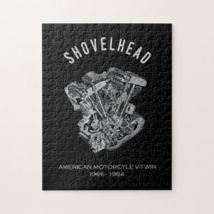 HD Motorrad Vtwin Shovelhead Motor Zeichnend Fahrr Puzzle