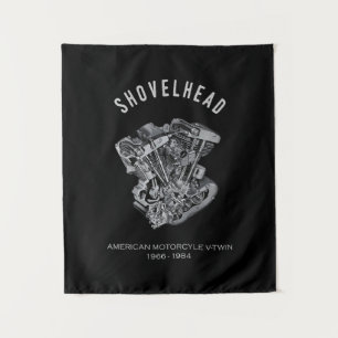 HD Motorrad Vtwin Shovelhead Motor Zeichnend Fahrr Wandteppich